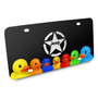 Jeep Wrangler Willys Star 3D Logo on Rubber Ducks Graphic Black Metal License Plate