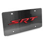 Dodge SRT in Red Logo on Real Black Carbon Fiber License Plate