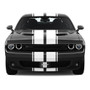 Dodge SRT 3D Logo in White on White Stripe Black Carbon Fiber Look Stainless Steel License Plate