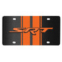 Dodge SRT 3D Logo in Orange on Orange Stripe Black Carbon Fiber Look Stainless Steel License Plate