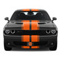 Dodge SRT 3D Logo in Orange on Orange Stripe Black Carbon Fiber Look Stainless Steel License Plate