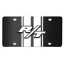 Dodge R/T 3D Logo in White on White Stripe Black Carbon Fiber Look Stainless Steel License Plate