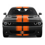 Dodge R/T 3D Logo in Orange on Orange Stripe Black Carbon Fiber Look Stainless Steel License Plate
