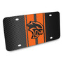 Dodge Hellcat 3D Logo in Orange on Orange Stripe Black Carbon Fiber Look Stainless Steel License Plate