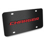 Dodge Charger in Red 3D Logo Black Carbon Fiber Patten Steel License Plate