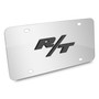 Dodge R/T Logo 3D Dark Gray Logo on Mirror Chrome Stainless Steel License Plate