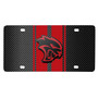 Dodge Hellcat 3D Logo in Red on Red Stripe Black Carbon Fiber Look Stainless Steel License Plate