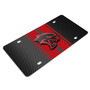 Dodge Hellcat 3D Logo in Red on Red Stripe Black Carbon Fiber Look Stainless Steel License Plate