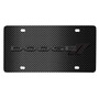 Dodge Dark Gray Logo on Black Carbon Fiber Pattern Stainless Steel License Plate