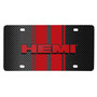 Dodge HEMI 3D Logo in Red on Red Stripe Black Carbon Fiber Look Stainless Steel License Plate