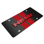 Dodge HEMI 3D Logo in Red on Red Stripe Black Carbon Fiber Look Stainless Steel License Plate