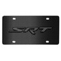 Dodge SRT Logo 3D Dark Gray Logo on Black Carbon Fiber Pattern Stainless Steel License Plate