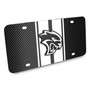 Dodge Hellcat 3D Logo in White on White Stripe Black Carbon Fiber Look Stainless Steel License Plate