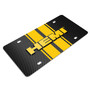 Dodge HEMI 3D Logo in Yellow on Yellow Stripe Black Carbon Fiber Look Stainless Steel License Plate