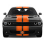 Dodge HEMI 3D Logo in Orange on Orange Stripe Black Carbon Fiber Look Stainless Steel License Plate
