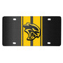 Dodge Hellcat 3D Logo in Yellow on Yellow Stripe Black Carbon Fiber Look Stainless Steel License Plate