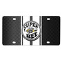 Dodge Super Bee 3D Logo in White on White Stripe Black Carbon Fiber Look Stainless Steel License Plate
