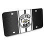 Dodge Super Bee 3D Logo in White on White Stripe Black Carbon Fiber Look Stainless Steel License Plate