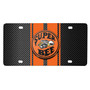 Dodge Super Bee 3D Logo in Orange on Orange Stripe Black Carbon Fiber Look Stainless Steel License Plate