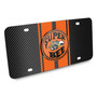 Dodge Super Bee 3D Logo in Orange on Orange Stripe Black Carbon Fiber Look Stainless Steel License Plate