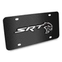 Dodge SRT Hellcat 3D Logo Black Carbon Fiber Patten Steel License Plate