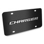 Dodge Charger 3D Logo on Black Carbon Fiber Patten Stainless Steel License Plate