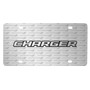 Dodge Charger 3D Logo on Logo Pattern Brushed Aluminum License Plate