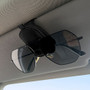 Lincoln Black Label Rectangle Black Leather Magnetic Sunglass Holder Car Sun Visor Mount Clip
