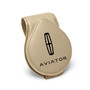 Lincoln Aviator Beige Leather Magnetic Sunglass Holder Car Sun Visor Mount Clip