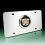 Cadillac 3D Black Infill Logo on Chrome Steel License Plate