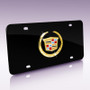 Cadillac Gold Logo on Black Metal License Plate