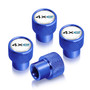 Jeep 4xe in-White on Blue Premium Aluminum Tire Valve Stem Caps -Set of 4