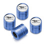 Ford Mustang Mach-E in-White on Blue Cylinder Style Premium Aluminum Tire Valve Stem Caps -Set of 4