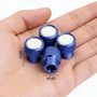 Ford Maverick in-Black on Blue Premium Aluminum Tire Valve Stem Caps -Set of 4