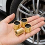 Ford Mustang Mach-E in-Black on Golden Cylinder-Style Premium Aluminum Tire Valve Stem Caps -Set of 4