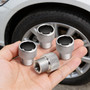 Ford Mustang Mach-E in-Black on Shining Silver Premium Aluminum Tire Valve Stem Caps -Set of 4