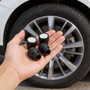 Ford Maverick in-White on Black Premium Aluminum Tire Valve Stem Caps -Set of 4