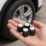 Jeep 4xe in-White on Black Hexagon Shape Premium Aluminum Tire Valve Stem Caps -Set of 4