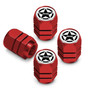 Jeep Willys Star in White on Red Hexagon Shape Aluminum Tire Valve Stem Caps