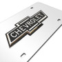 Chevrolet Logo on Polished Stainless Steel License Plate