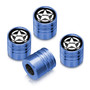 Jeep Willys Star Logo in Black on Blue Cylinder Style Aluminum Tire Valve Stem Caps