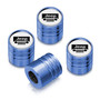 Jeep Grill Logo in White on Blue Cylinder Style Aluminum Tire Valve Stem Caps