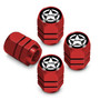 Jeep Willys Star in Black on Red Hexagon Shape Aluminum Tire Valve Stem Caps