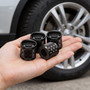 Jeep 4xe in-Black on Real Carbon Fiber Barrel Premium Aluminum Tire Valve Stem Caps -Set of 4