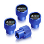 Jeep 4xe in-Black on Blue Premium Aluminum Tire Valve Stem Caps -Set of 4