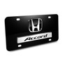 Honda Accord 3D Logo Black Metal License Plate