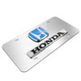 Honda 3D Logo in Blue Dual Chrome Steel License Plate