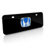 Honda Blue 3D Logo Black Half-size Metal License Plate