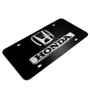 Honda 3D Logo Black Metal License Plate, Lifetime Warranty