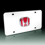 Honda Red Infill 3D Logo Chrome Steel License Plate
